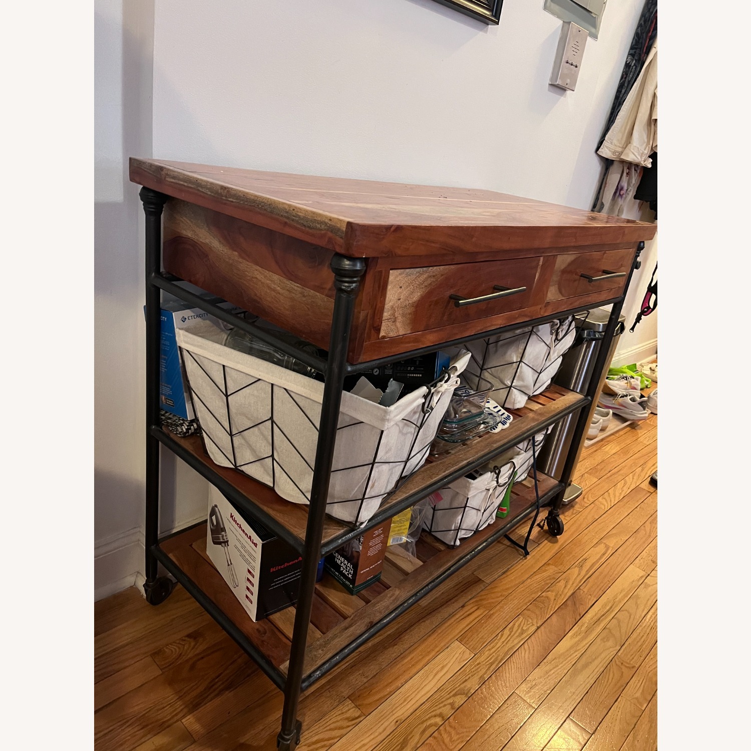 Dark Brown Wood Kitchen Island - image-3