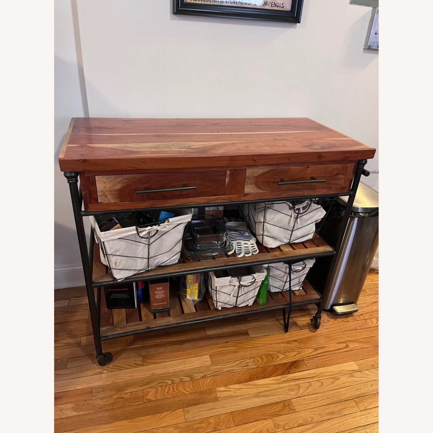Dark Brown Wood Kitchen Island - image-1