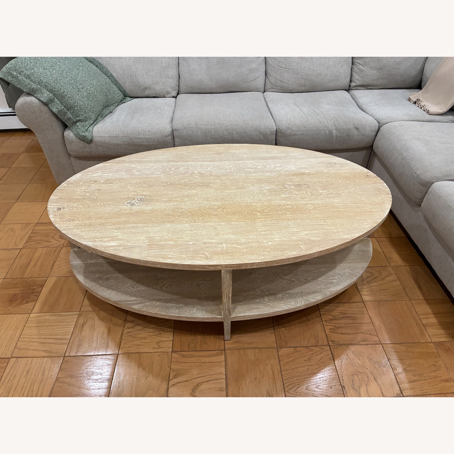 Crate & Barrel Clairemont 60" Oval Coffee Table - image-2