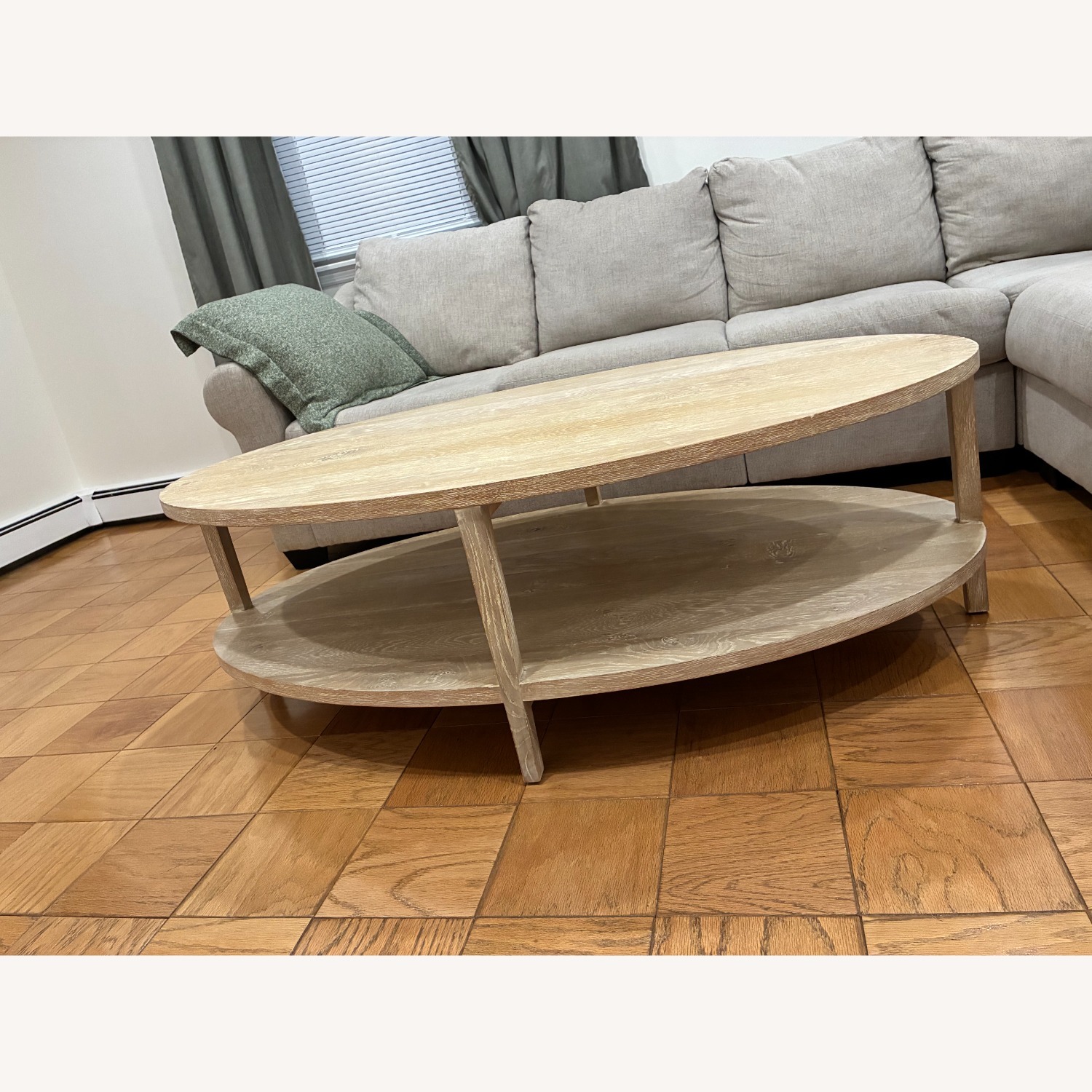 Crate & Barrel Clairemont 60" Oval Coffee Table - image-3