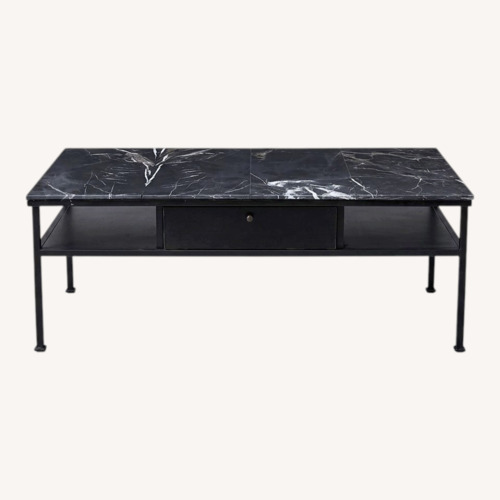 Used Marble Coffee Table With Center Drawer  for sale on AptDeco