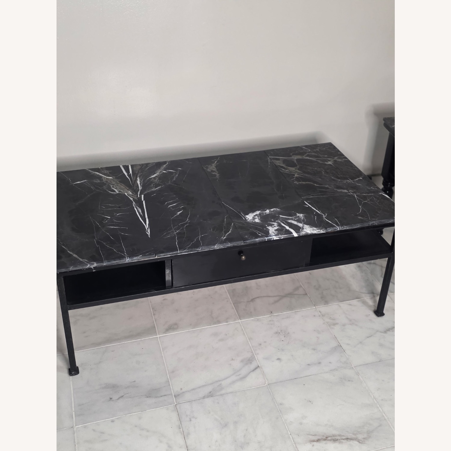 Marble Coffee Table With Center Drawer - image-2