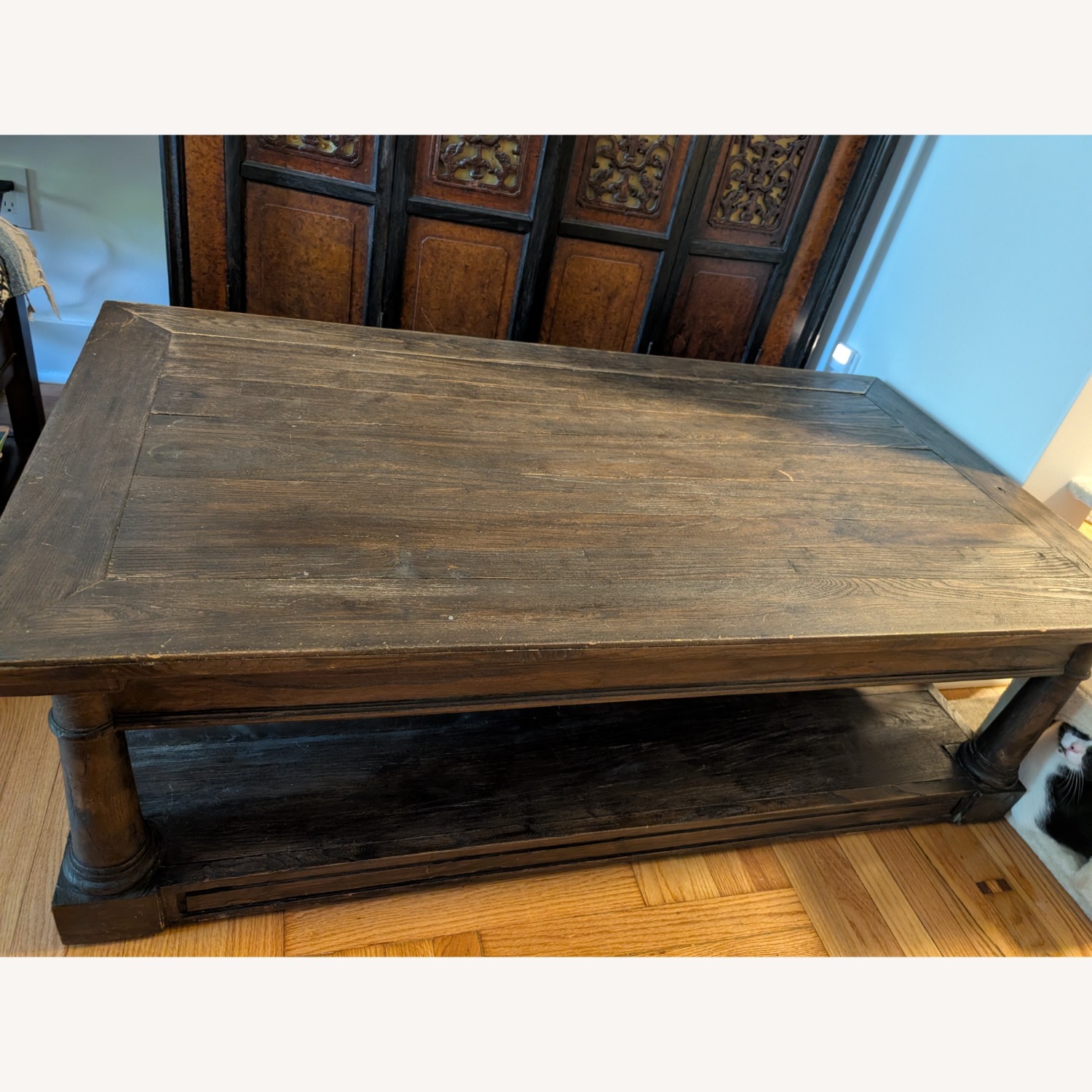 Restoration Hardware Dark Brown Wood Coffee Table - image-3