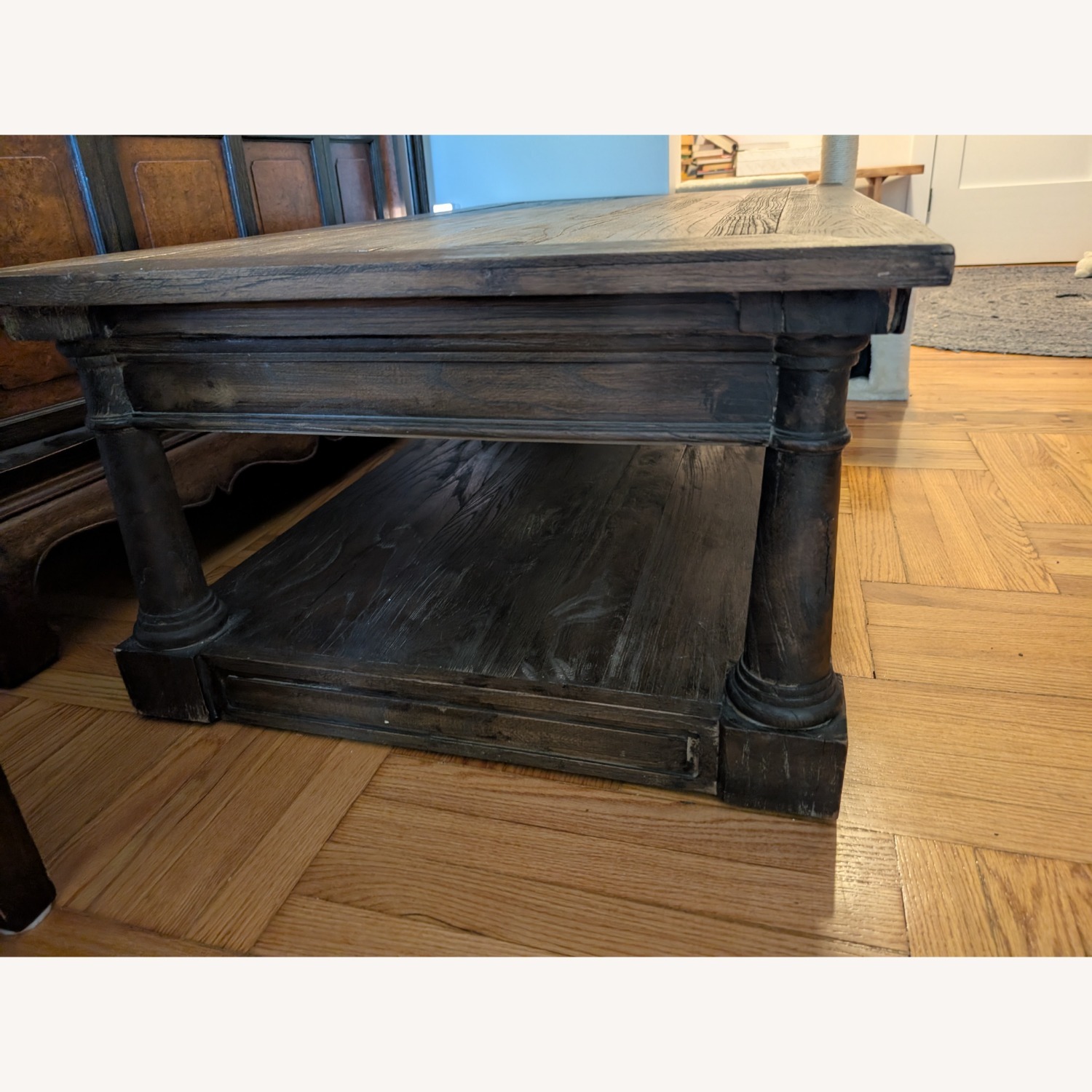 Restoration Hardware Dark Brown Wood Coffee Table - image-4