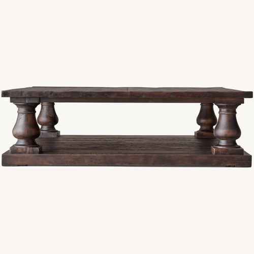 Used Restoration Hardware Dark Brown Wood Coffee Table for sale on AptDeco