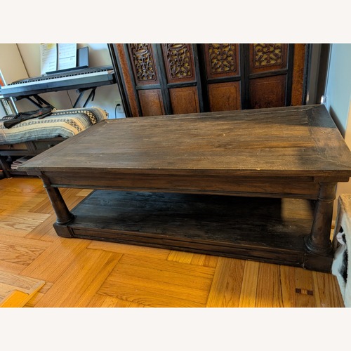 Used Restoration Hardware Dark Brown Wood Coffee Table for sale on AptDeco