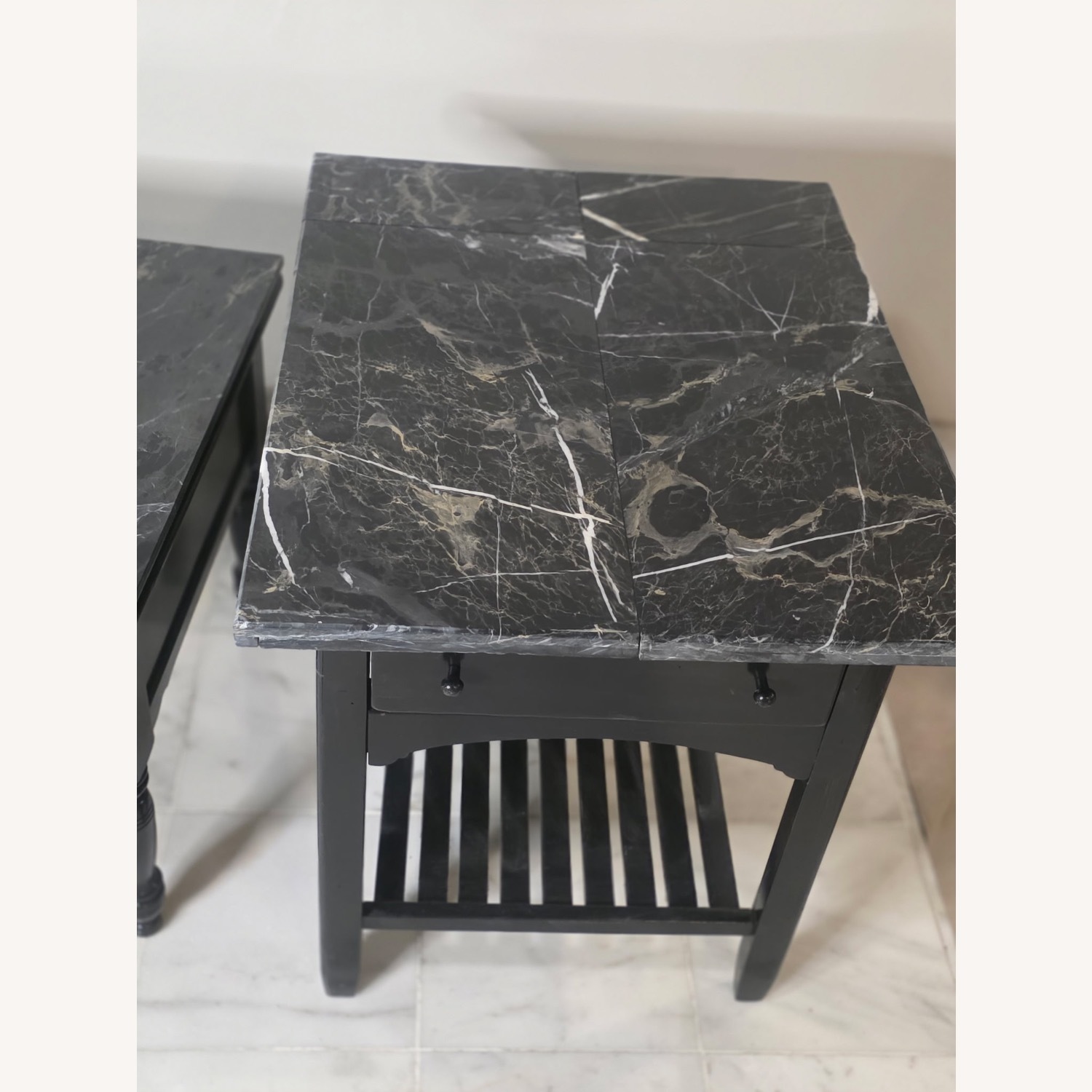 Black Marble Side Table Set - image-3