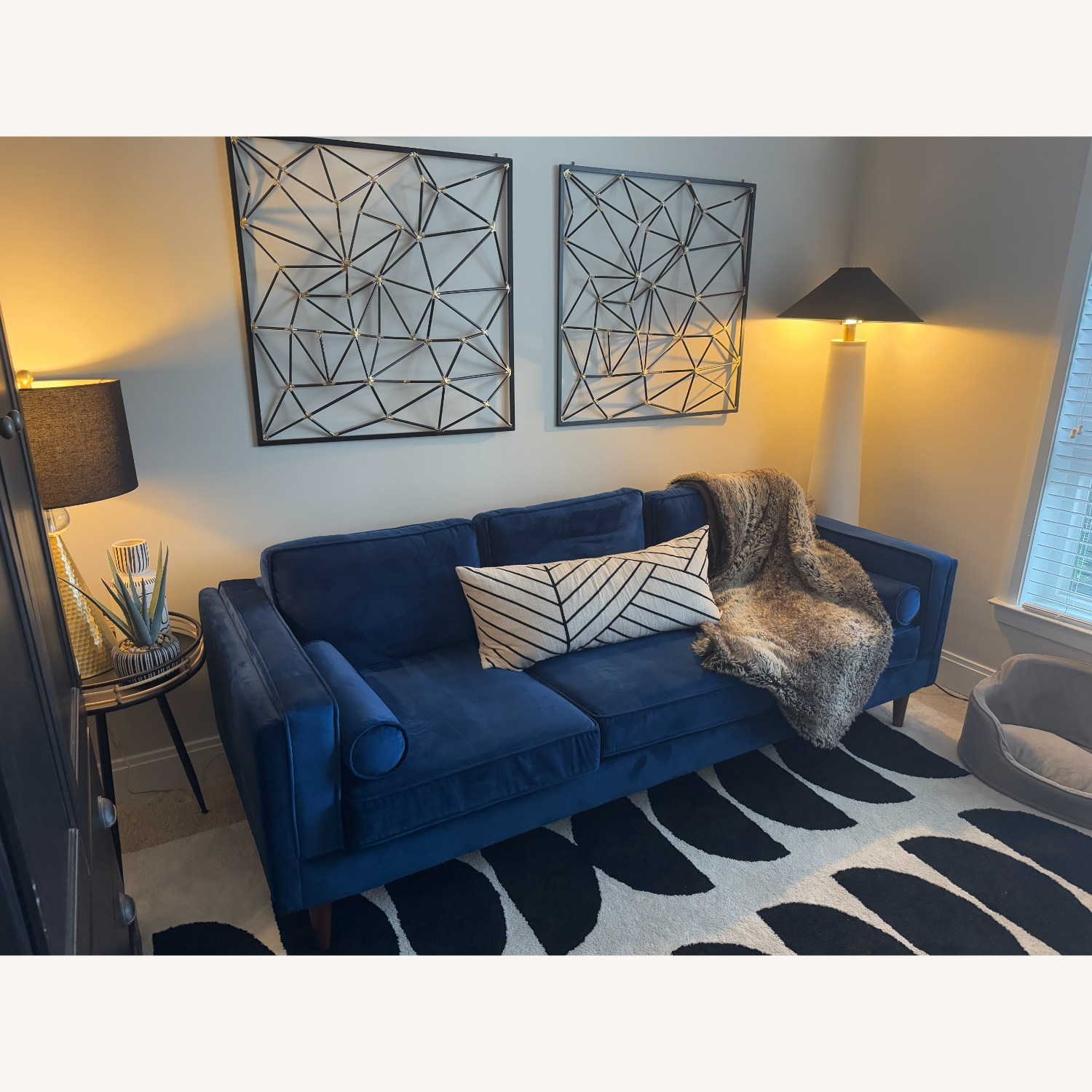 AllModern Blue Velvet Sofa - image-2