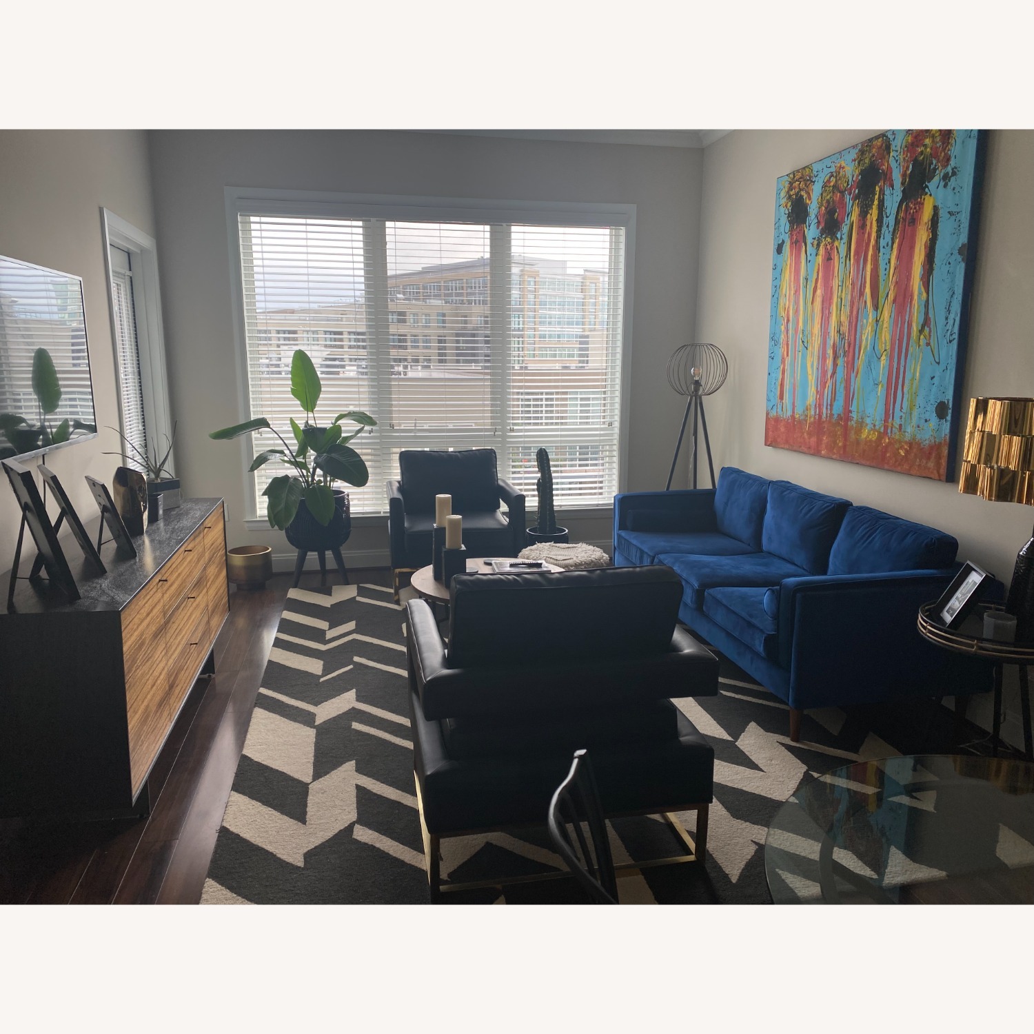AllModern Blue Velvet Sofa - image-3