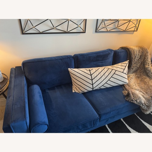 Used AllModern Blue Velvet Sofa for sale on AptDeco