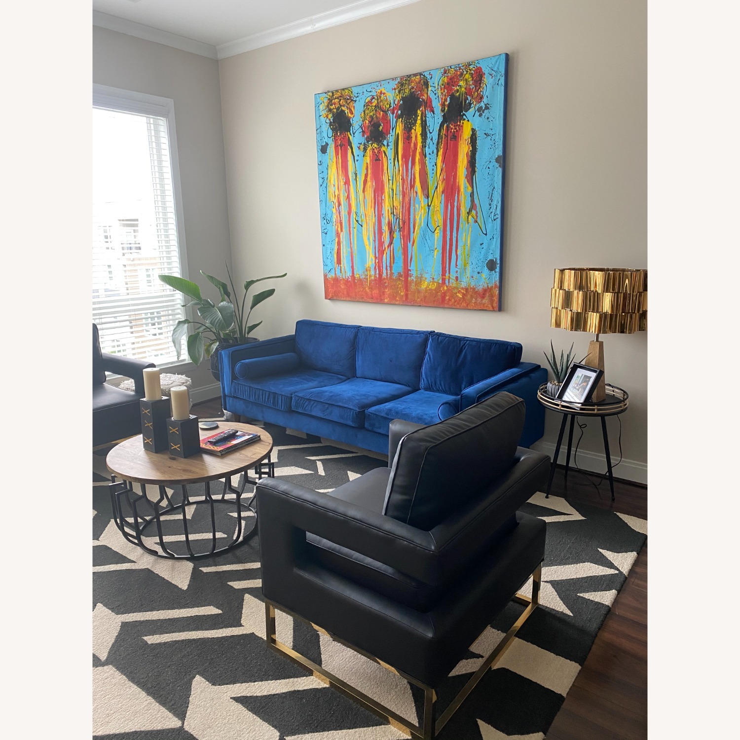 AllModern Blue Velvet Sofa - image-4