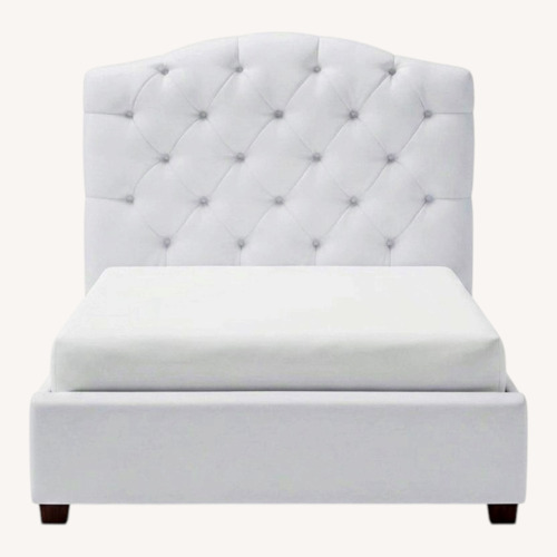 Used Pottery Barn Teen Eliza White Fabric Twin Bed for sale on AptDeco
