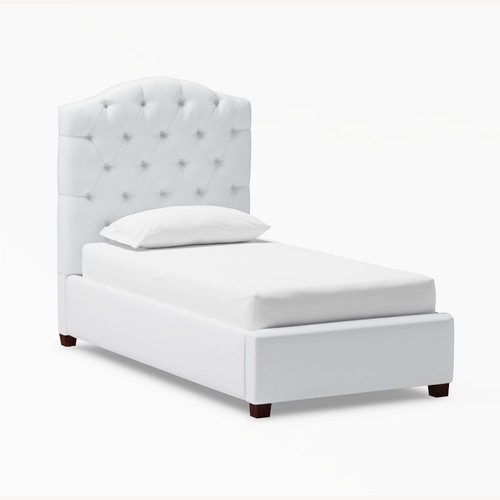 Used Pottery Barn Teen Eliza White Fabric Twin Bed for sale on AptDeco