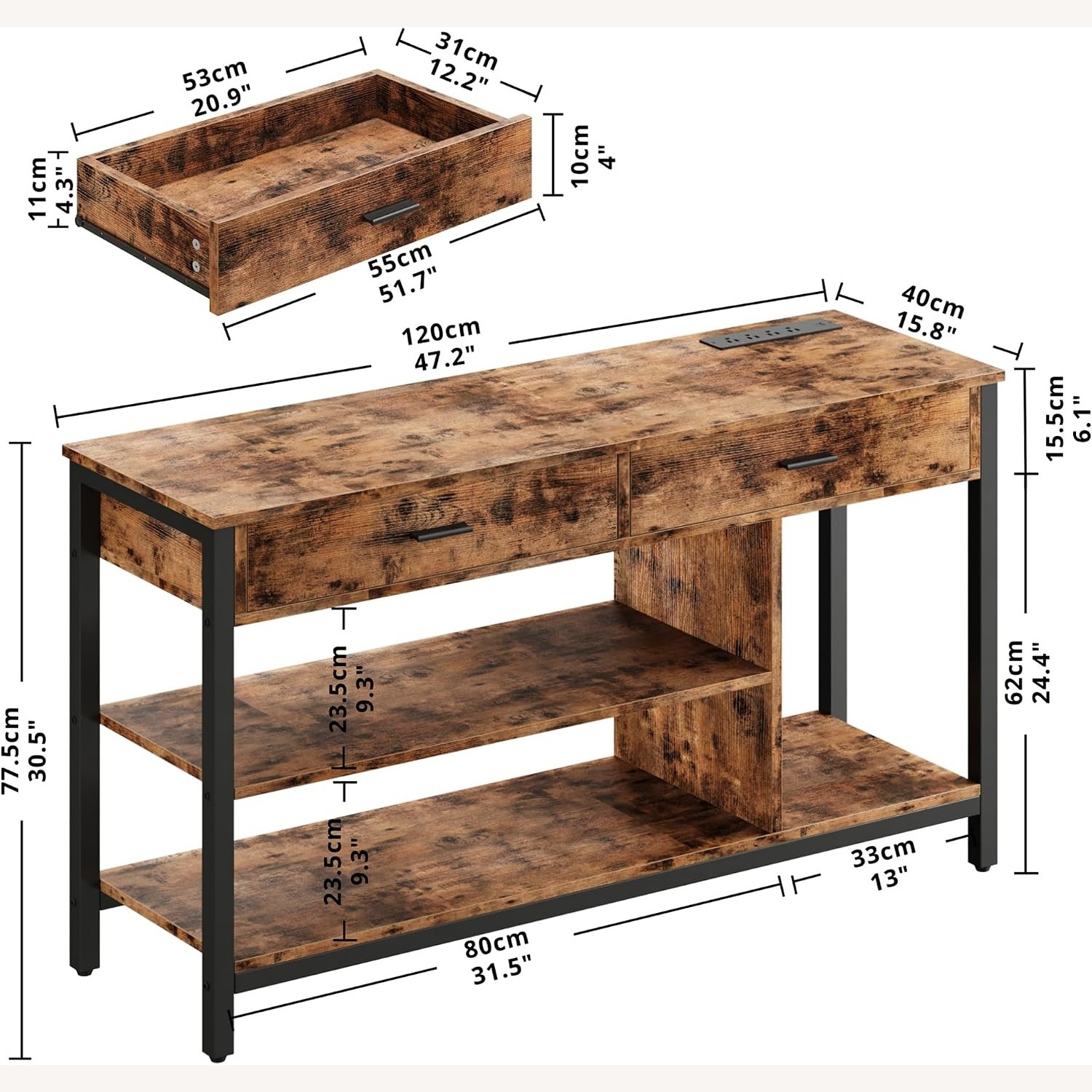 IRONCK Entertainment Center (Vintage Brown) - image-3