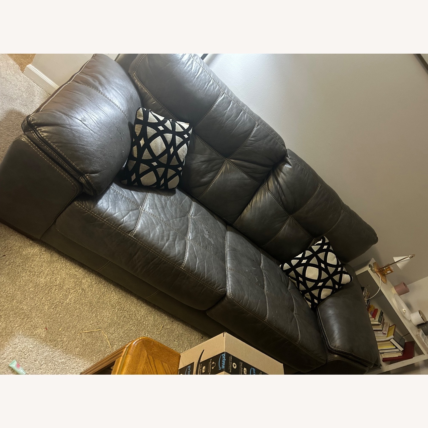 Ashley Furniture Dark Gray Leather 2 Seater Sofa - image-1
