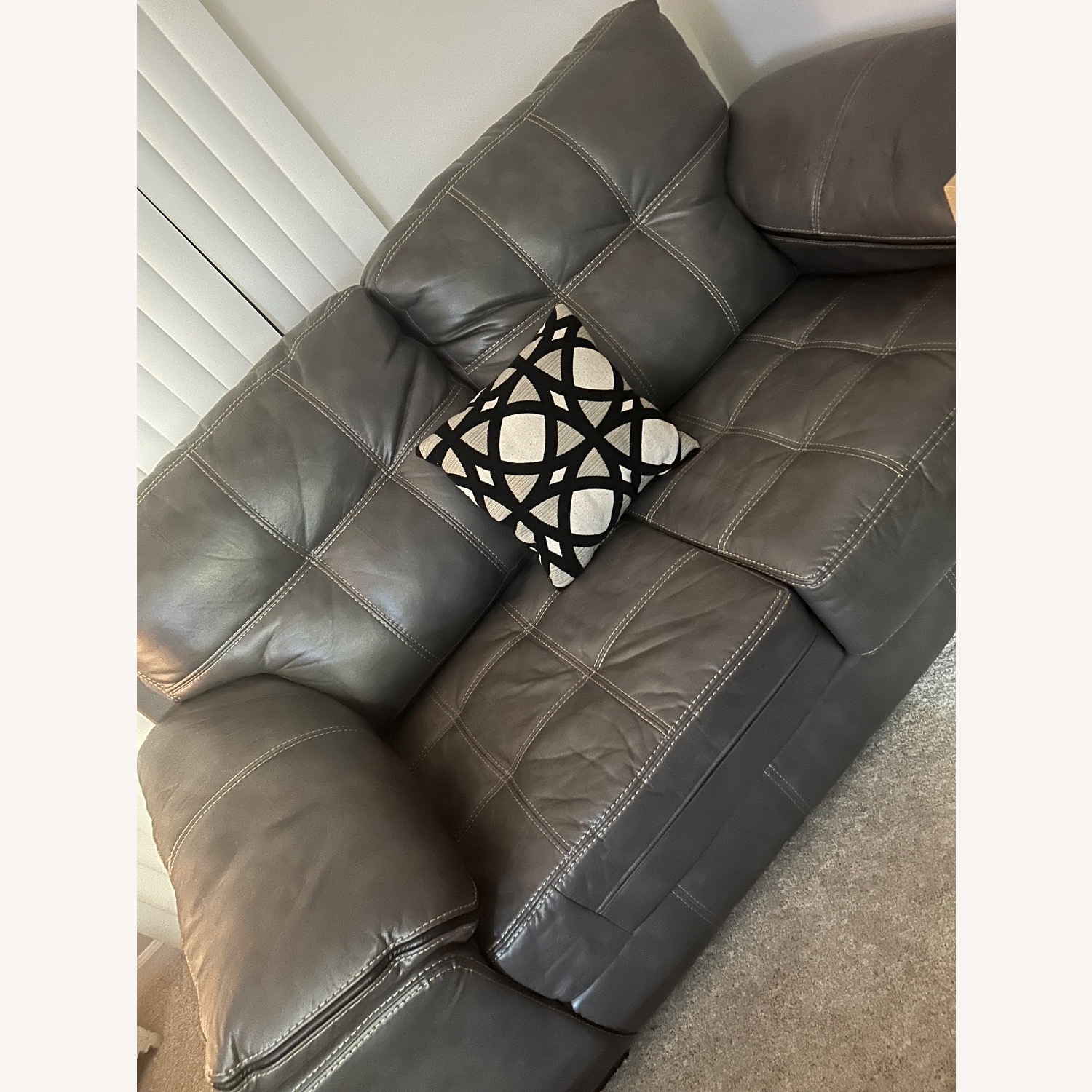 Ashley Furniture Dark Gray Leather 2 Seater Sofa - image-2