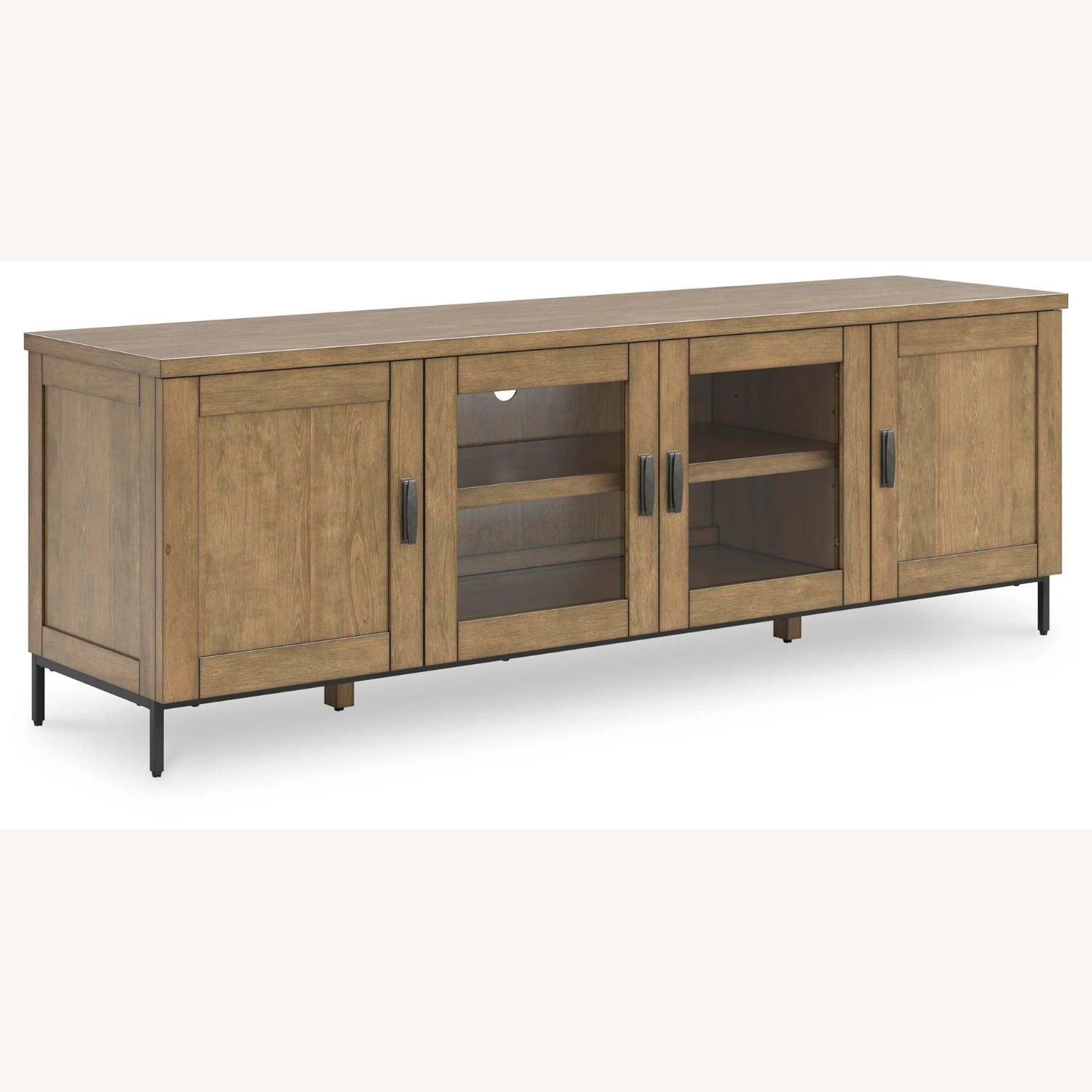 Wooden Entertainment Center With Doors - image-4
