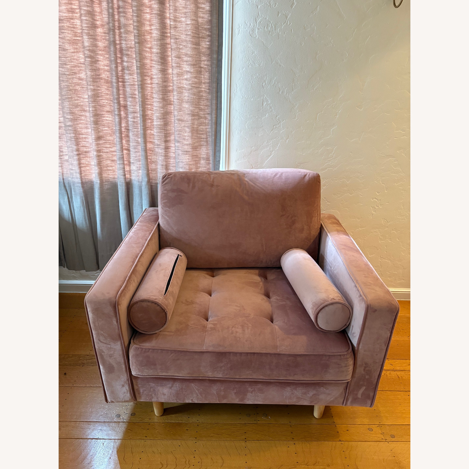 AllModern Geo Pink Velvet Armchair - image-1