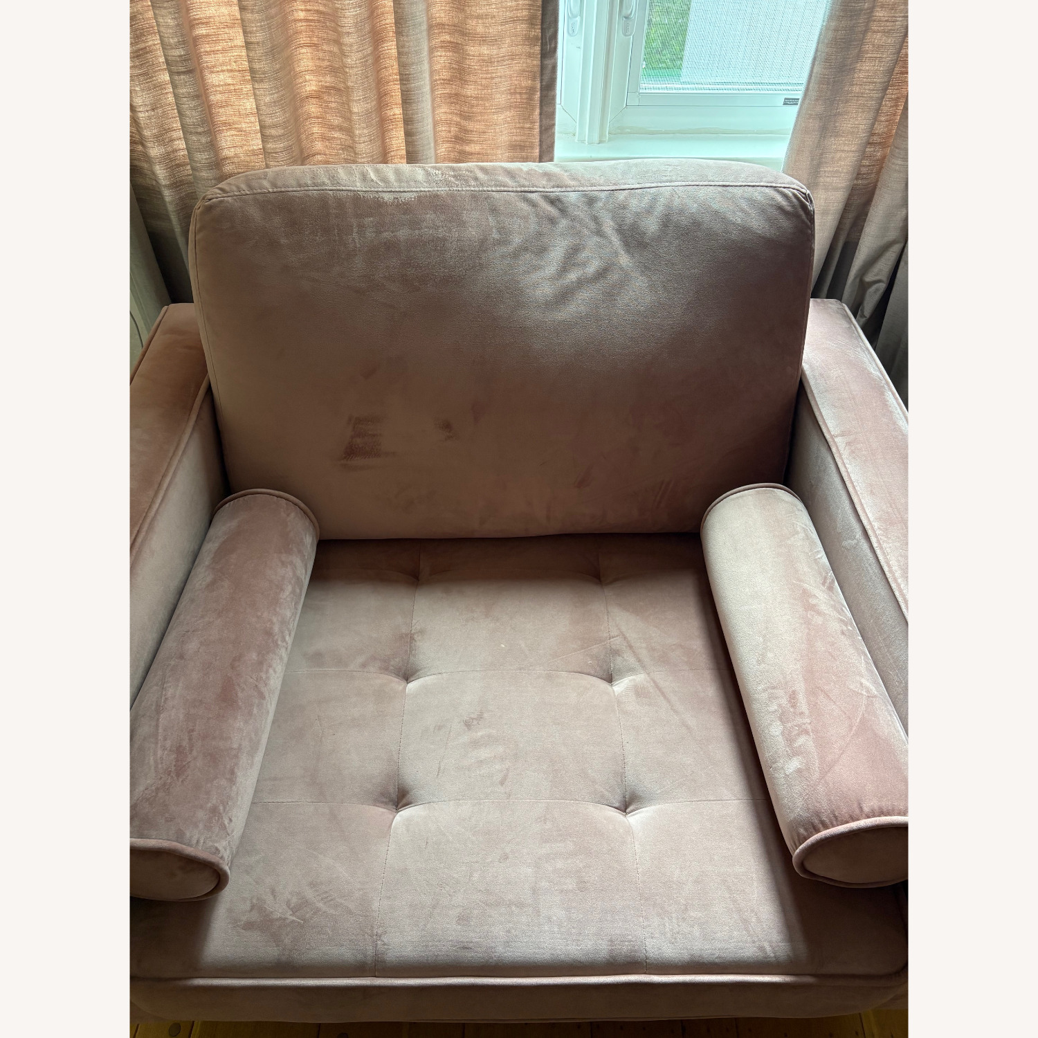 AllModern Geo Pink Velvet Armchair - image-3