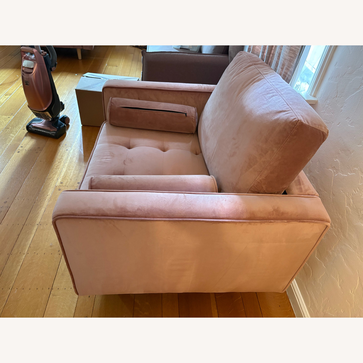 AllModern Geo Pink Velvet Armchair - image-2