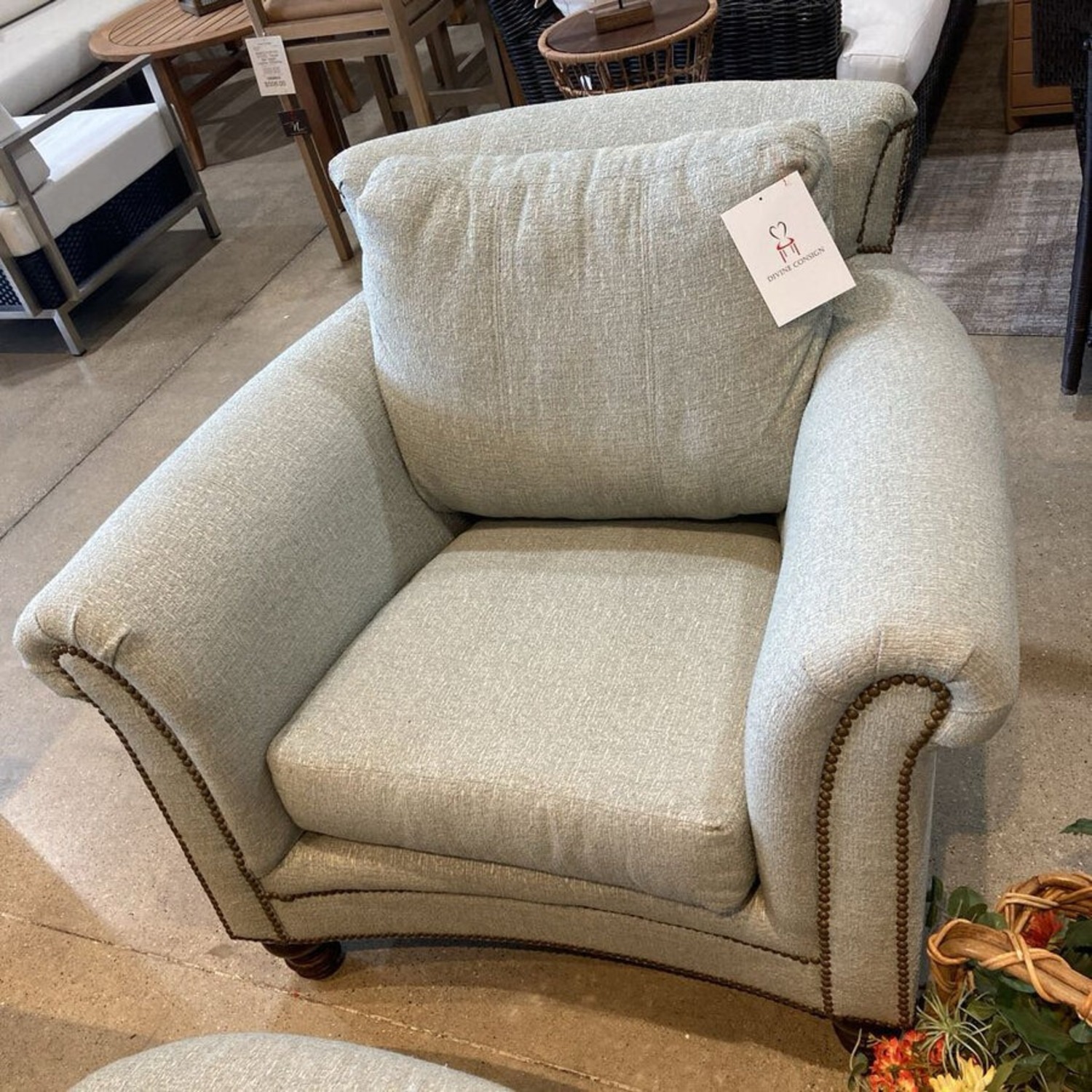 Walter E. Smithe Curved Arm Chair With Ottoman - image-4
