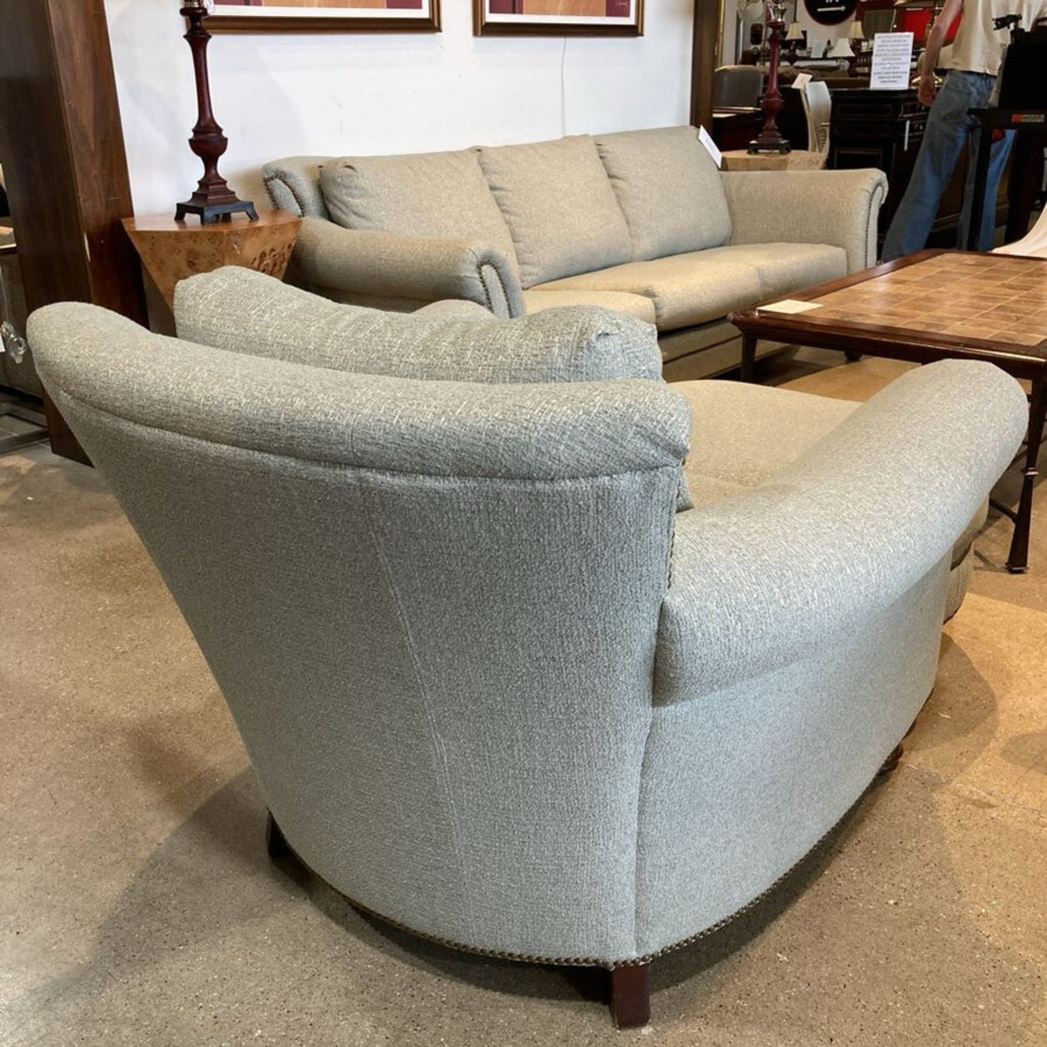 Walter E. Smithe Curved Arm Chair With Ottoman - image-7
