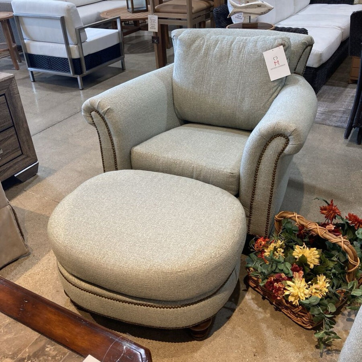 Walter E. Smithe Curved Arm Chair With Ottoman - image-2