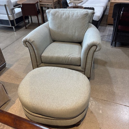 Used Walter E. Smithe Curved Arm Chair With Ottoman for sale on AptDeco
