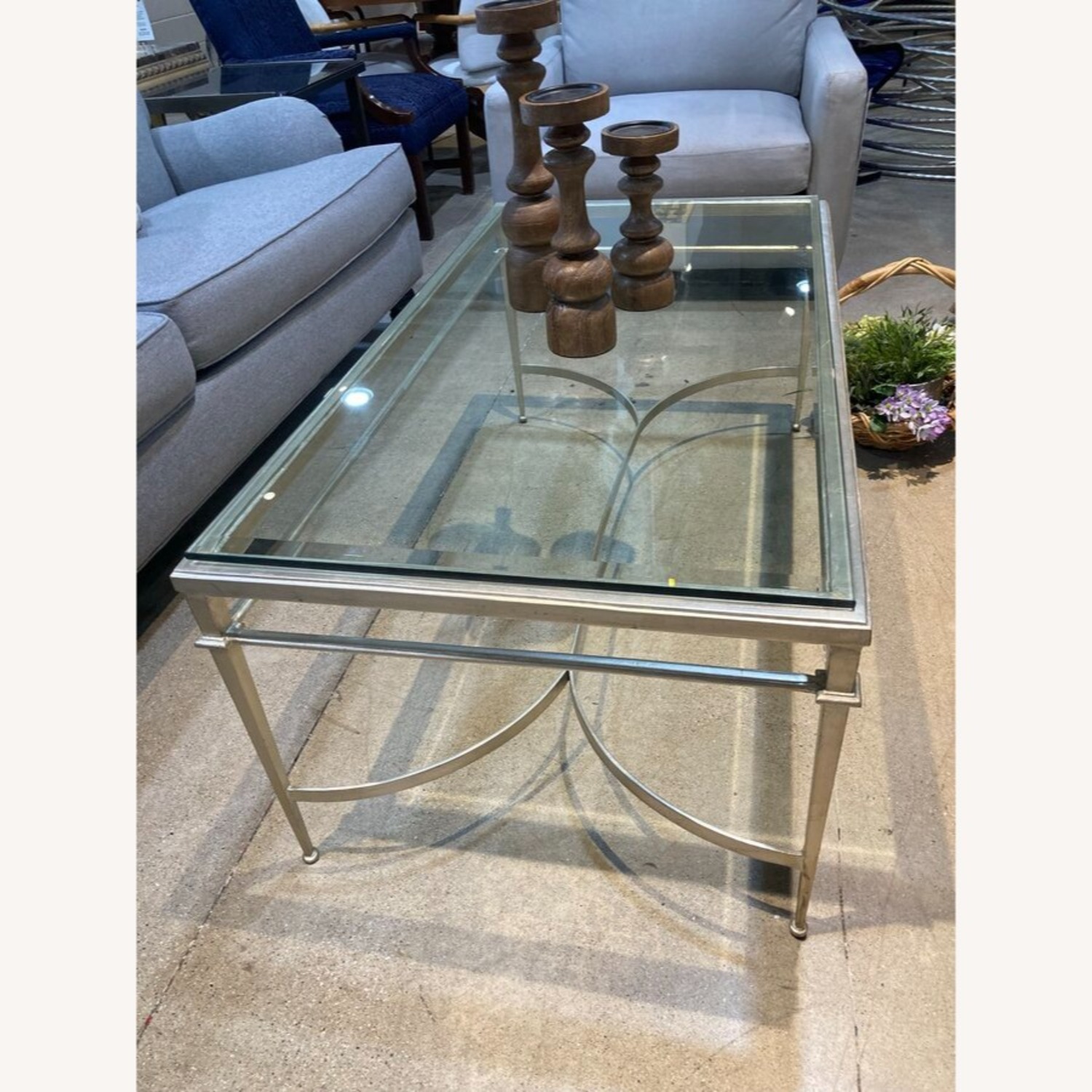 Antique Silver Gilt Rectangular Glass Top Table - image-3