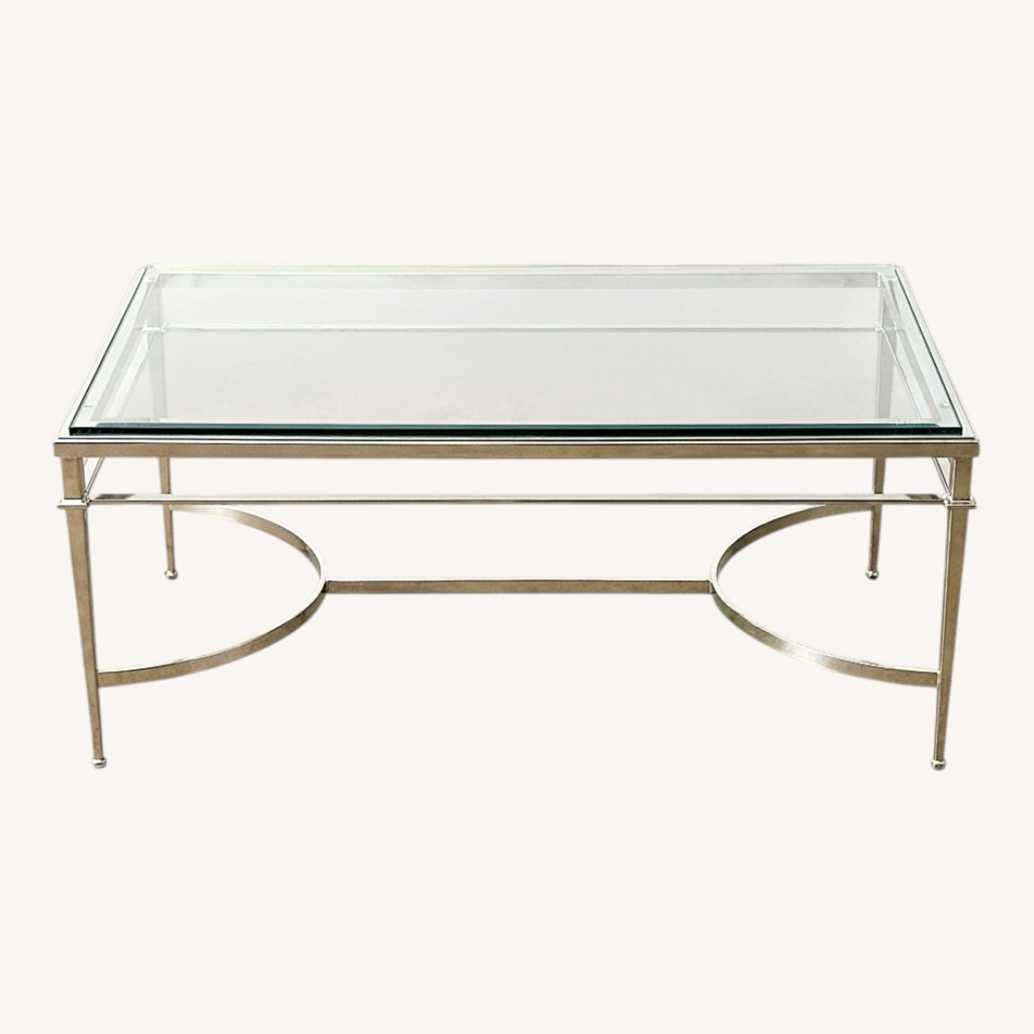 Antique Silver Gilt Rectangular Glass Top Table - image-0