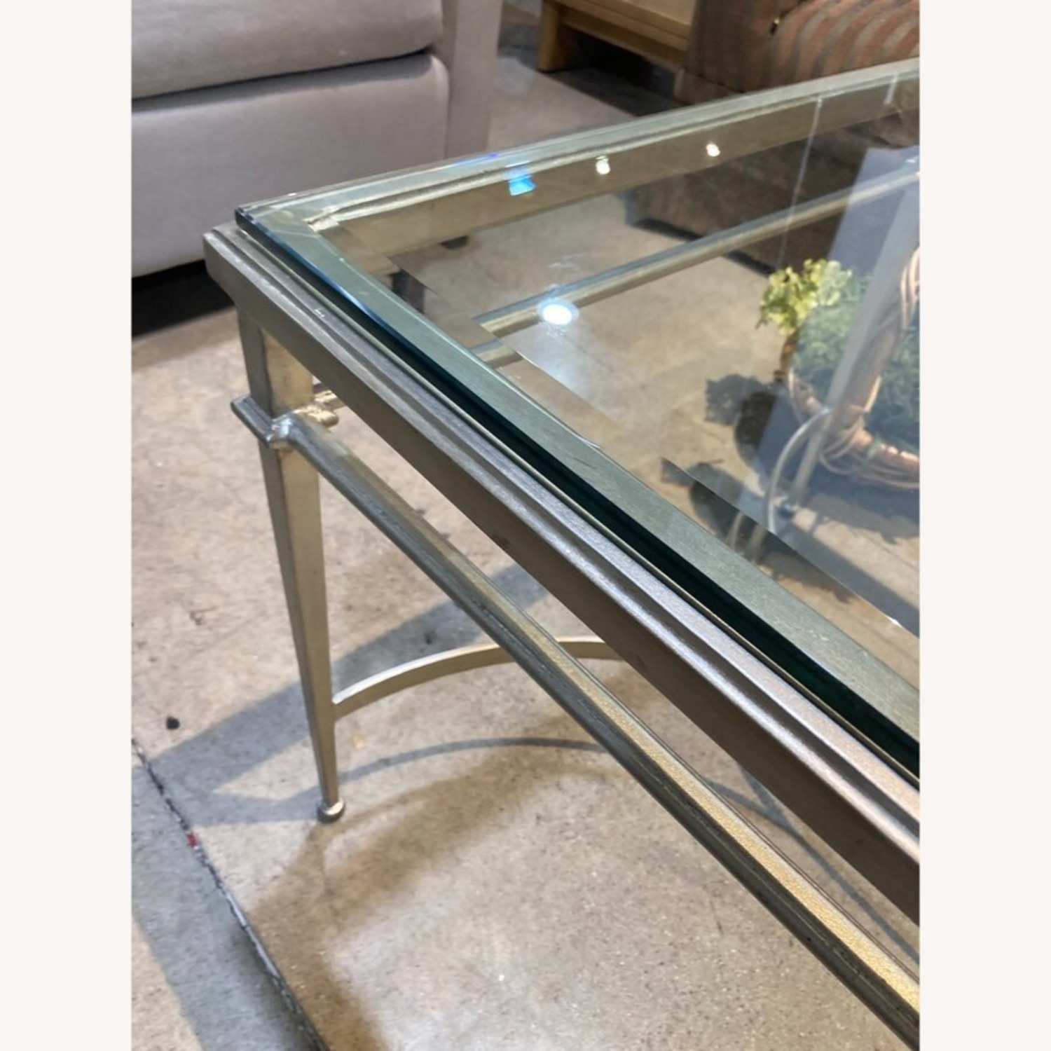 Antique Silver Gilt Rectangular Glass Top Table - image-4