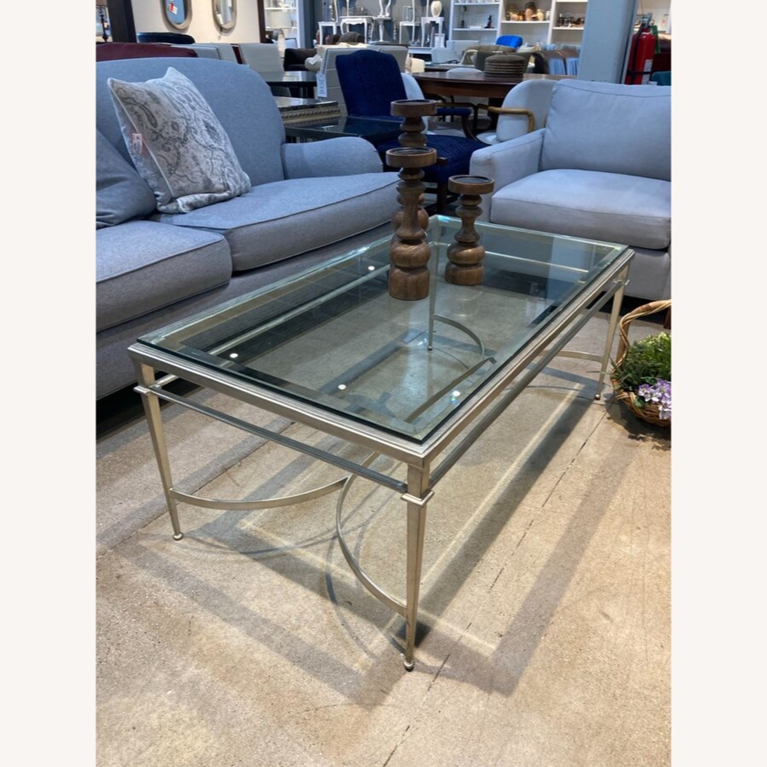 Antique Silver Gilt Rectangular Glass Top Table - image-2