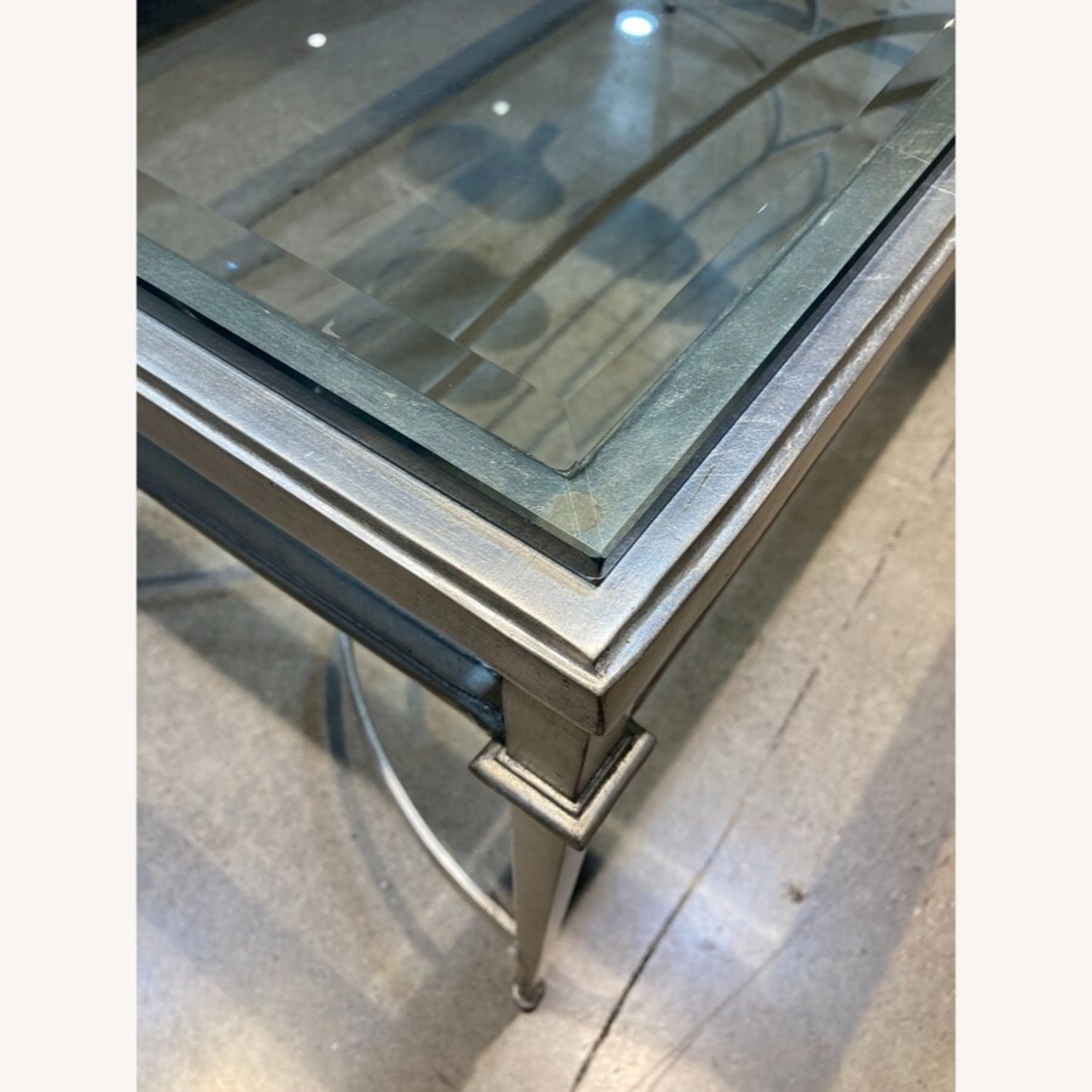Antique Silver Gilt Rectangular Glass Top Table - image-8