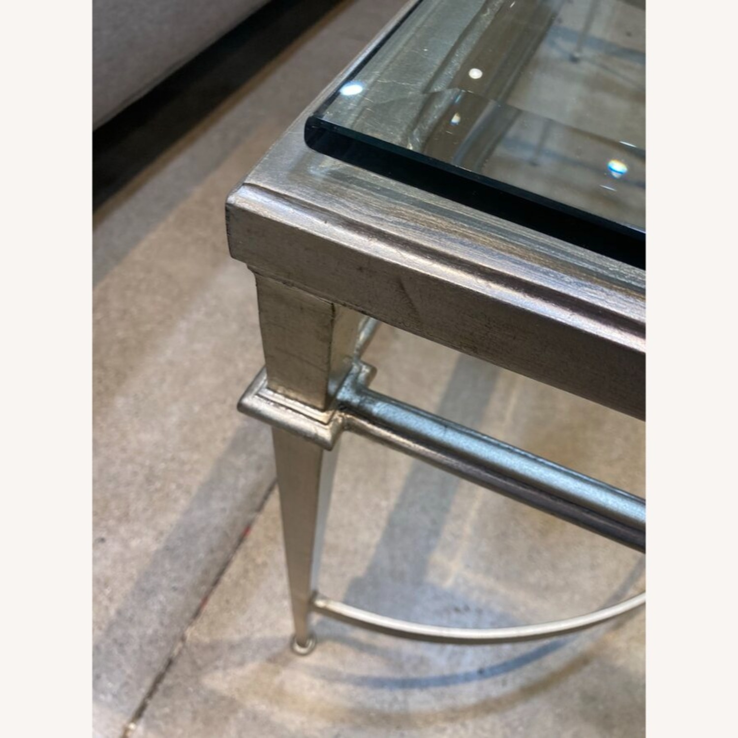 Antique Silver Gilt Rectangular Glass Top Table - image-6