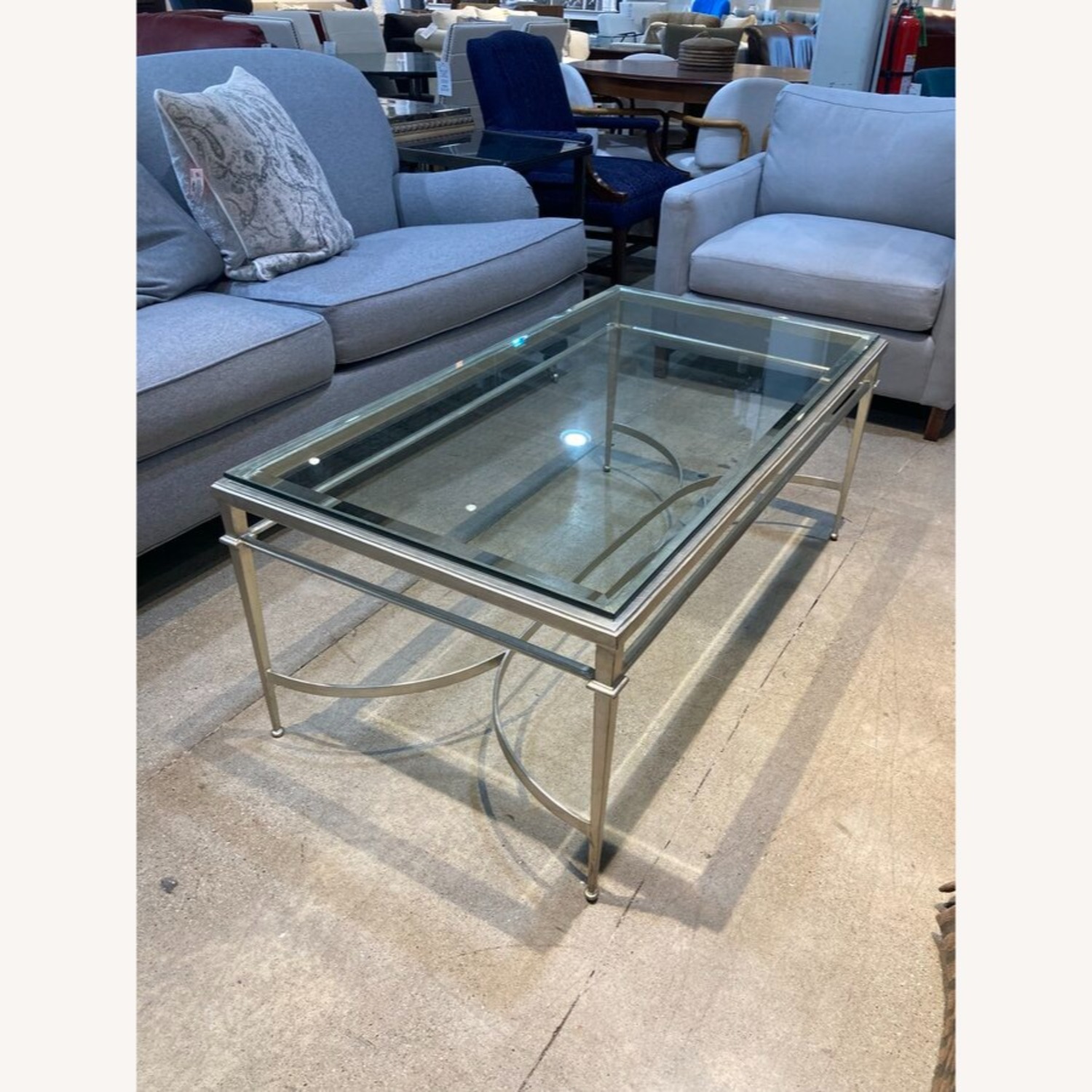 Antique Silver Gilt Rectangular Glass Top Table - image-1