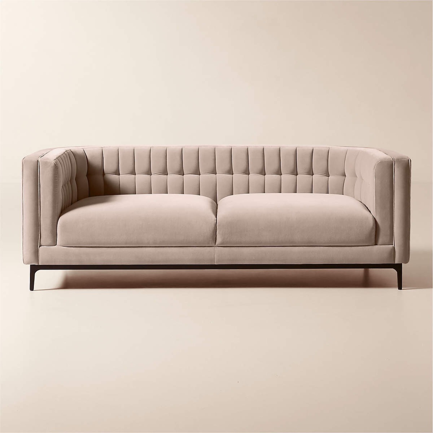 CB2 Ambroise 80" Light Taupe Velvet Sofa - image-4