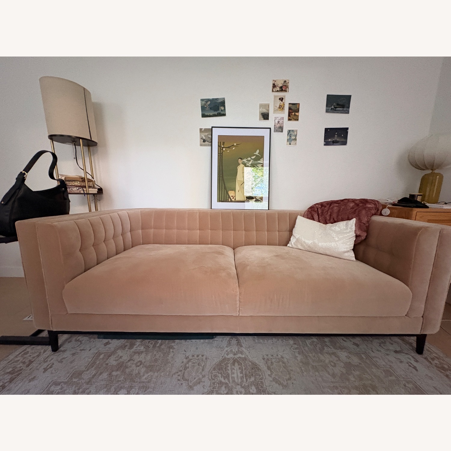 CB2 Ambroise 80" Light Taupe Velvet Sofa - image-3