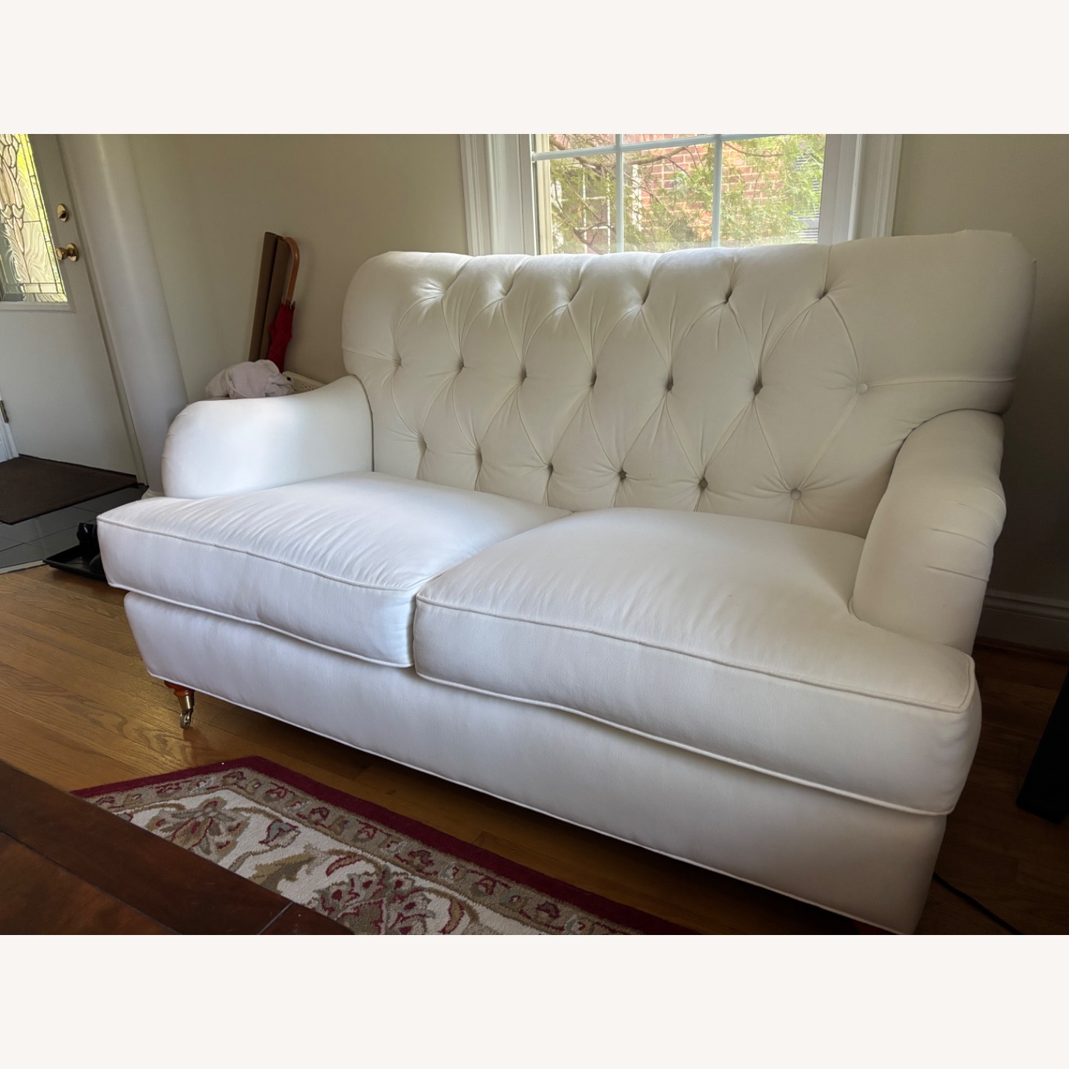 Tufted White Loveseat  - image-4