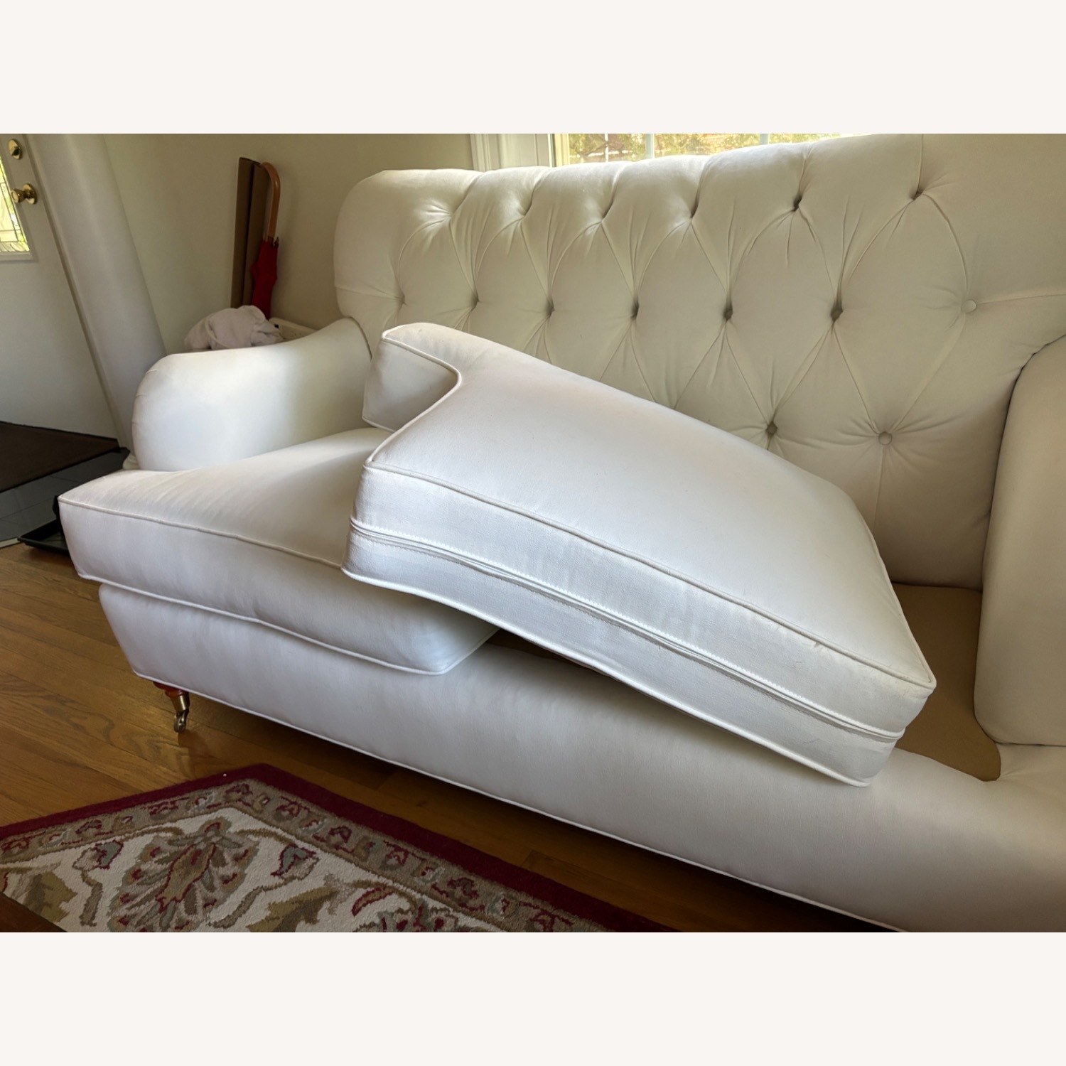 Tufted White Loveseat  - image-5