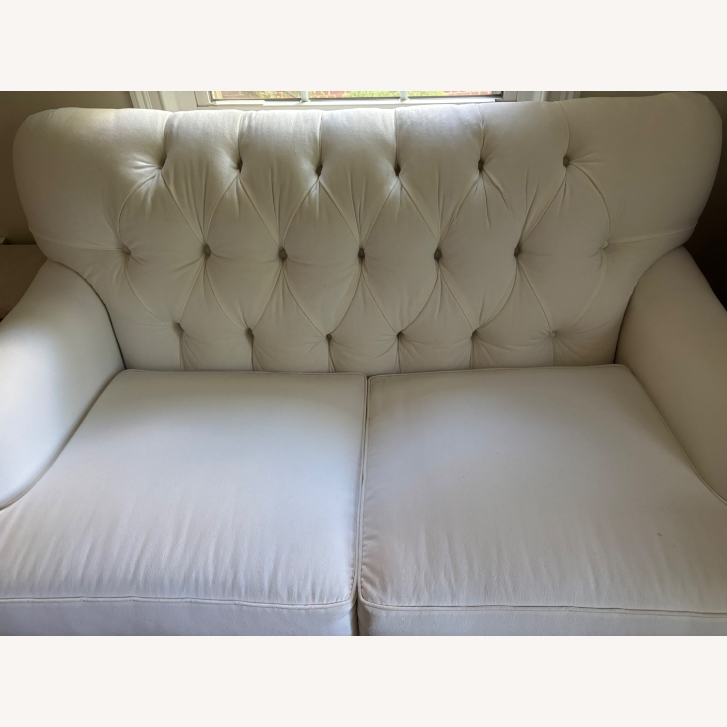 Tufted White Loveseat  - image-3