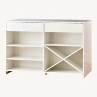 CB2 White Marble Kitchen Island