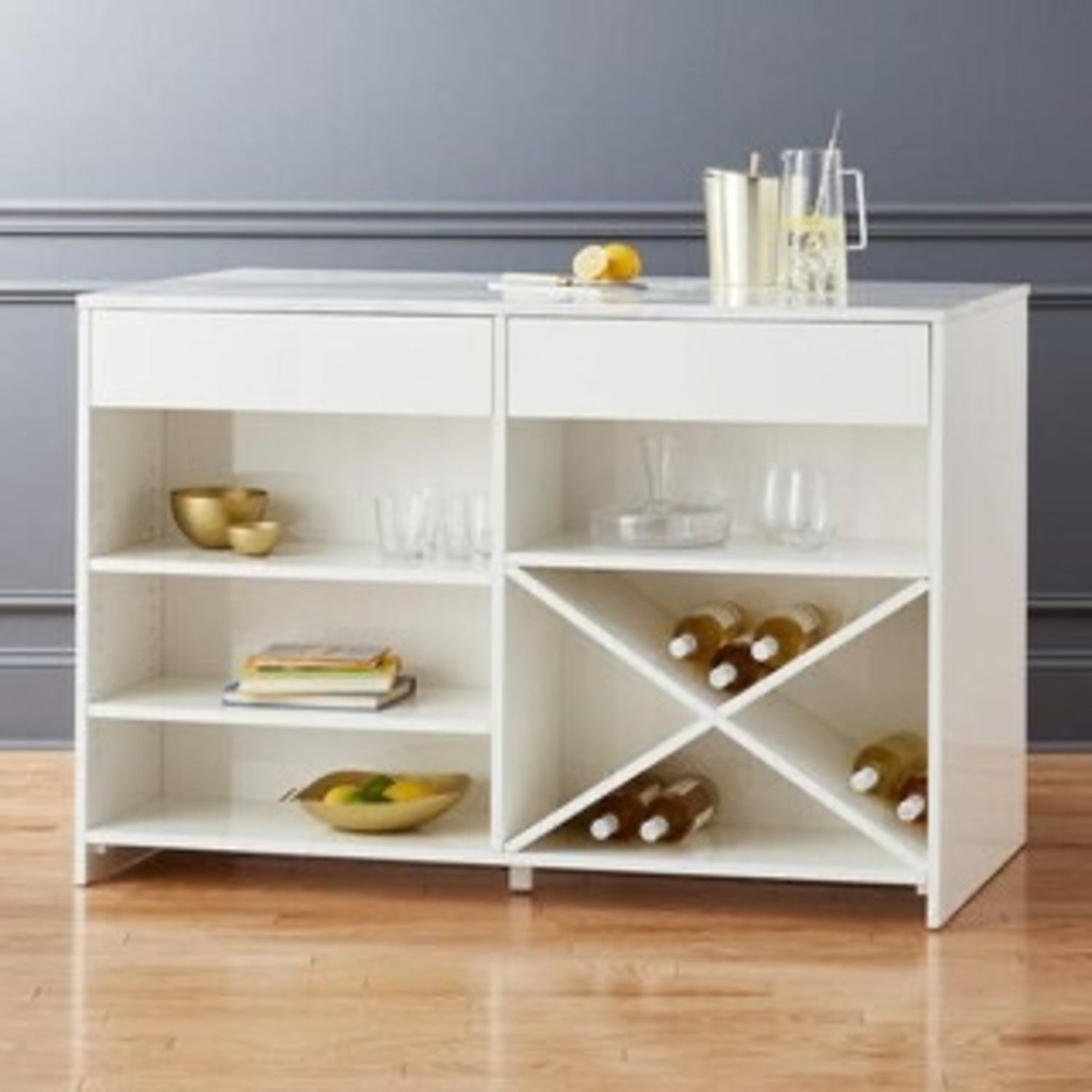 CB2 White Marble Kitchen Island - image-1