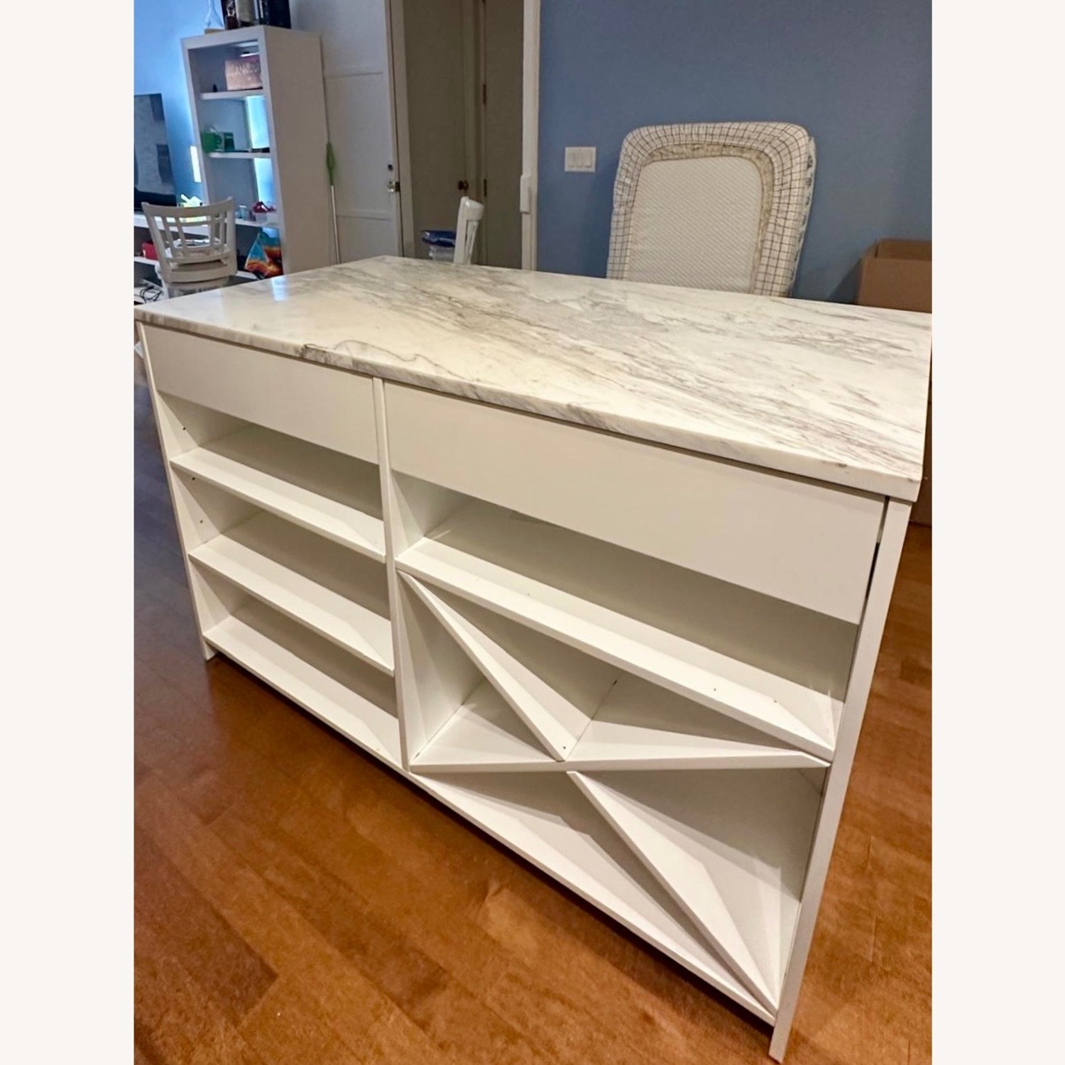 CB2 White Marble Kitchen Island - image-2