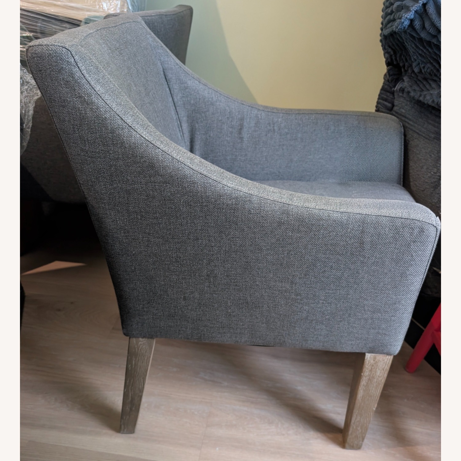 Pottery Barn Dark Gray Fabric Dining Armchairs - image-2