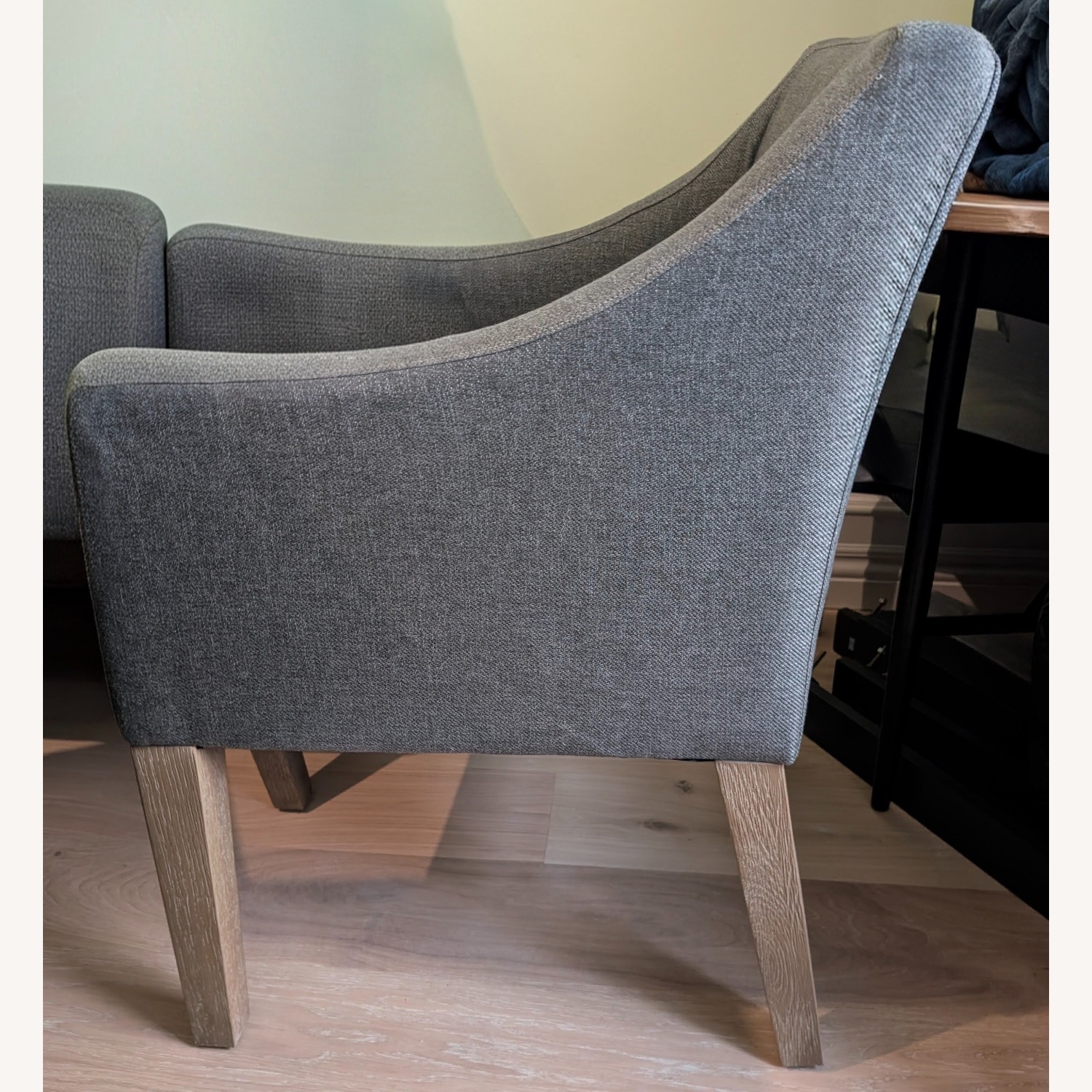 Pottery Barn Dark Gray Fabric Dining Armchairs - image-3