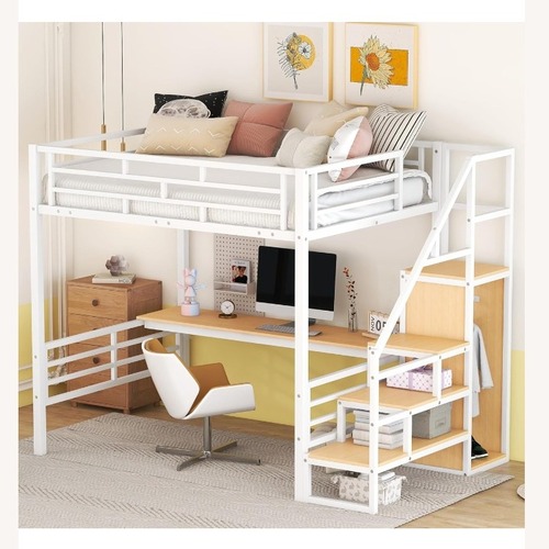 Used Bellemave White Metal Bunk Bed for sale on AptDeco