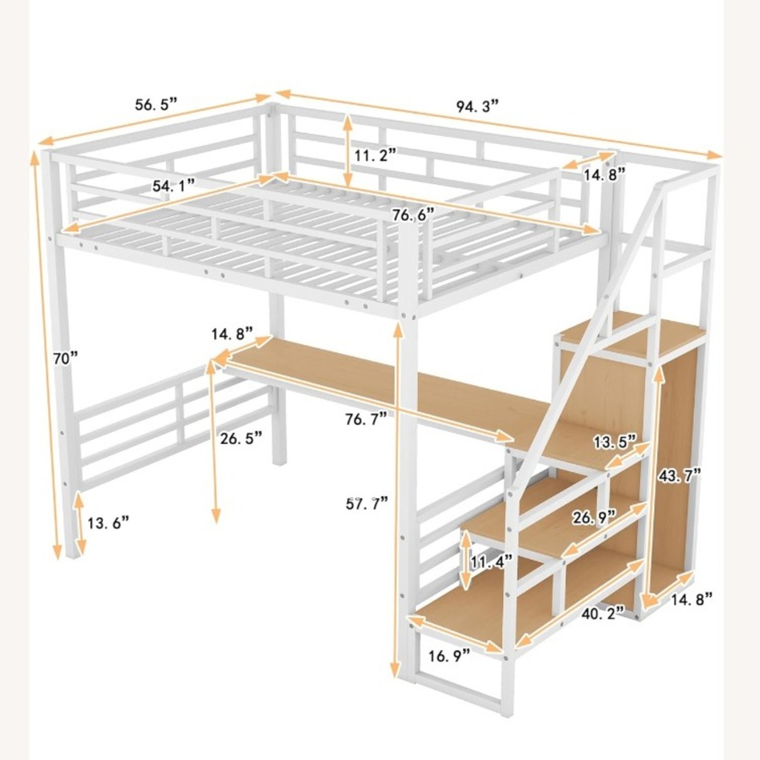 Bellemave White Metal Bunk Bed - image-3