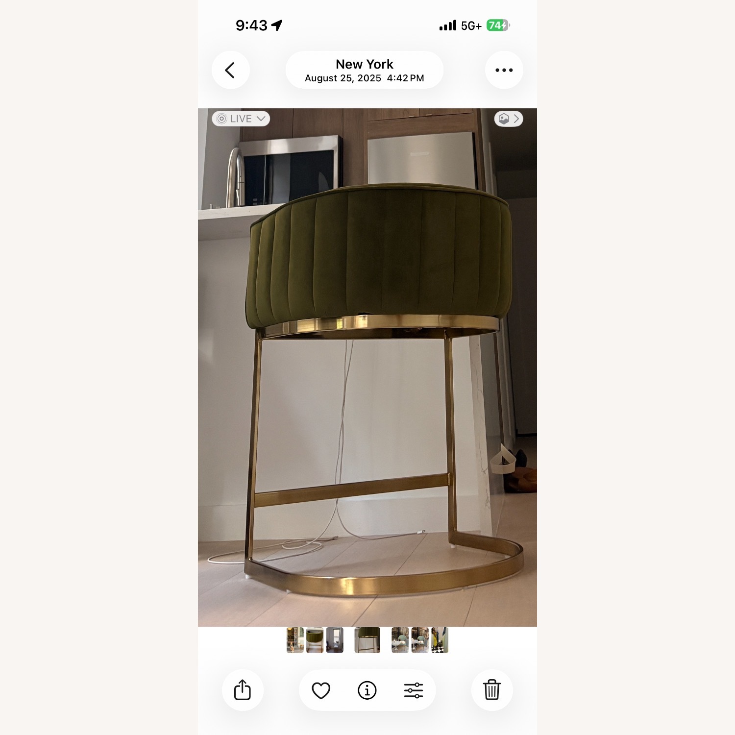 Green Velvet Stools - image-3