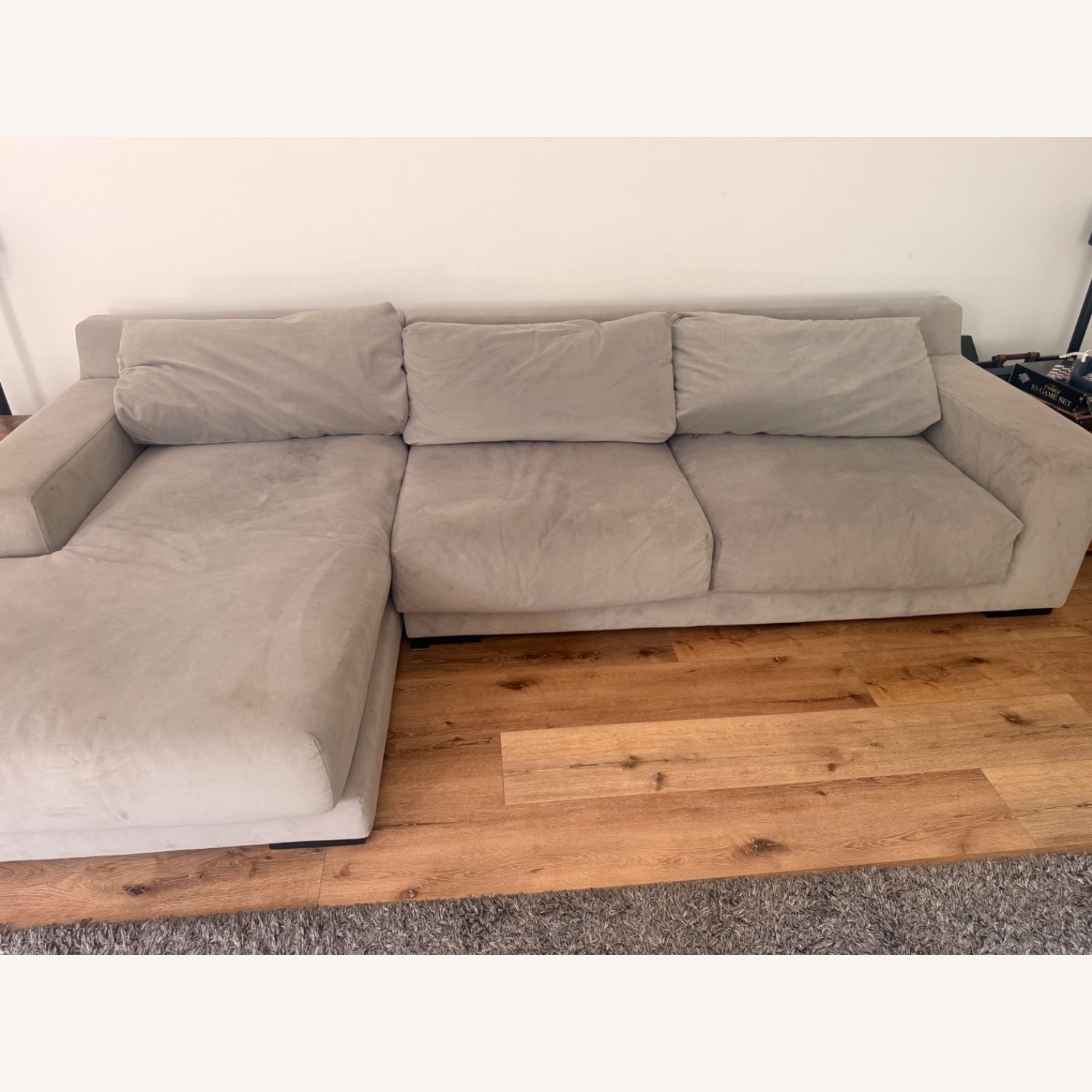 West Elm Haven Light Gray Velvet 2 Piece Sectional - image-2