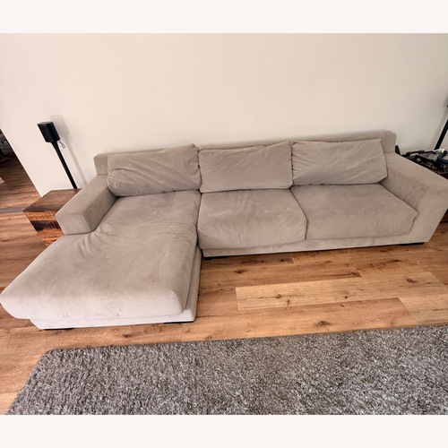 Used West Elm Haven Light Gray Velvet 2 Piece Sectional for sale on AptDeco
